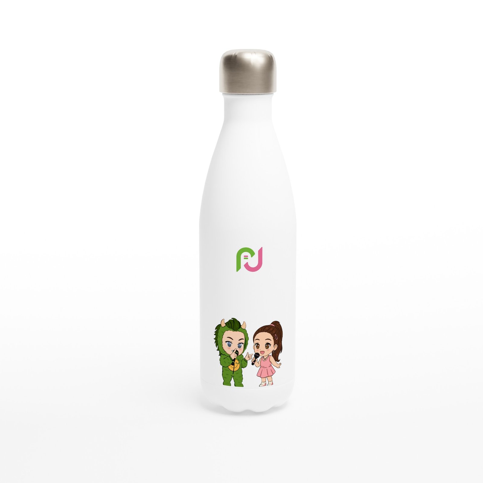 R&J White 17oz Stainless Steel Water Bottle